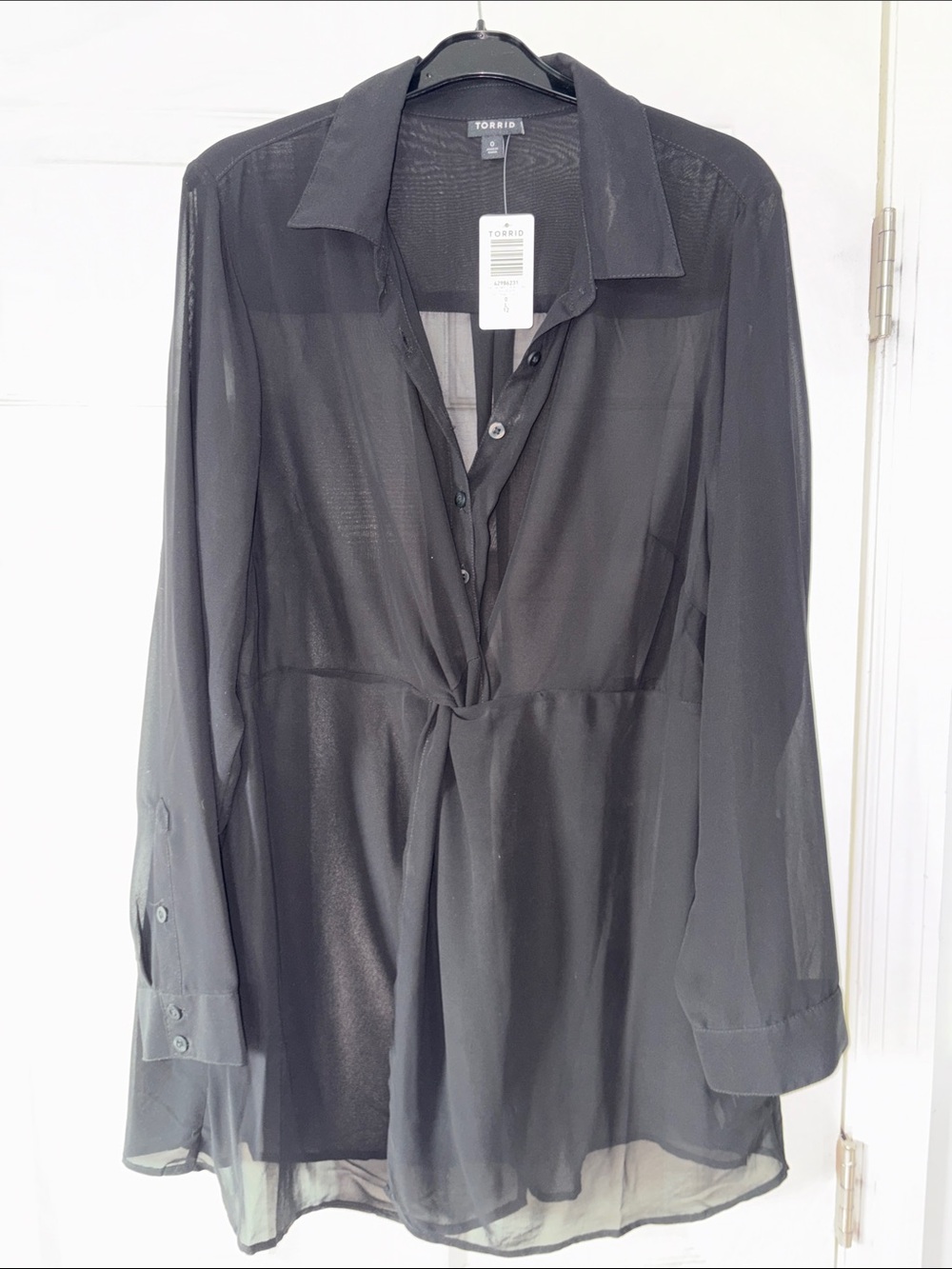 Torrid Black Sheer Twist-Front Blouse